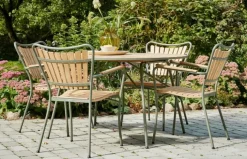 Mandalay Marguerit Havebord H 72 x Ø 120 cm - Aluminium/teaktræ - Olivengrøn
