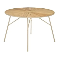 Mandalay Marguerit Havebord Ø 110 cm - Teaktræ/aluminium - Taupe