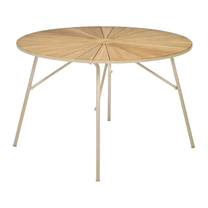 Mandalay Marguerit Havebord Ø 110 cm - Teaktræ/aluminium - Taupe