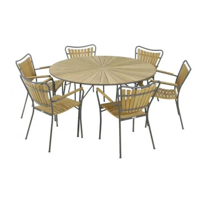 Mandalay Marguerit Havebord Ø 140 cm - Aluminium/teaktræ - Antracit