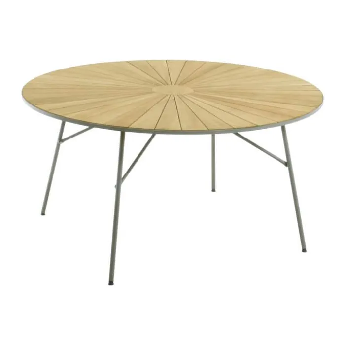 Mandalay Marguerit Havebord H 72 x Ø 140 cm - Aluminium/teaktræ - Olivengrøn