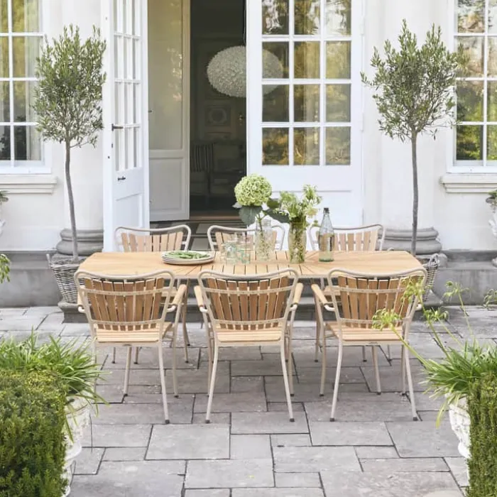 Mandalay Marguerit Havemøbelsæt - 7 dele H 72 x B 90 x L 200 cm - Teaktræ/aluminium - Taupe