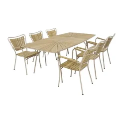 Mandalay Marguerit Havemøbelsæt - 7 dele H 72 x B 90 x L 200 cm - Teaktræ/aluminium - Taupe