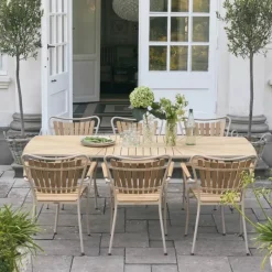 Mandalay Marguerit Havemøbelsæt - 7 dele H 72 x B 90 x L 200 cm - Teaktræ/aluminium - Taupe