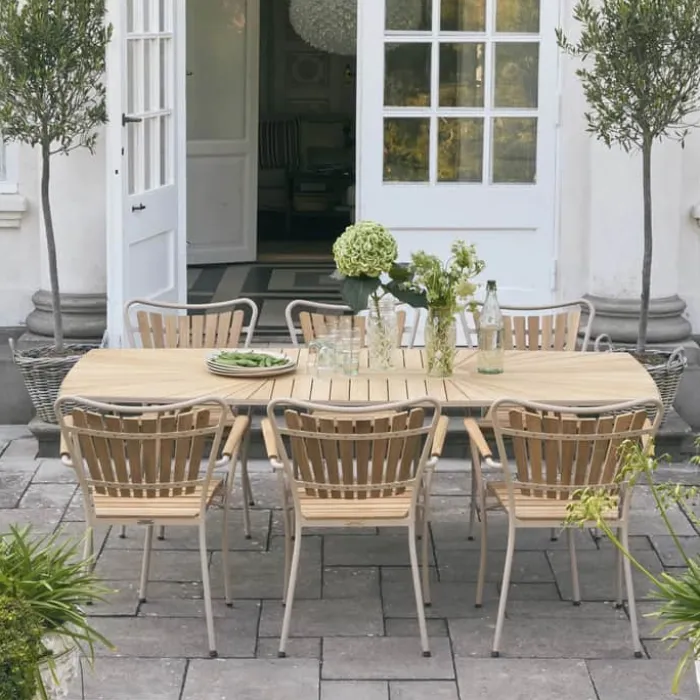 Mandalay Marguerit Havemøbelsæt - 7 dele H 72 x B 90 x L 200 cm - Teaktræ/aluminium - Taupe