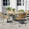 Mandalay Marguerit Havemøbelsæt - 5 dele Ø 110 x H 72 cm - Teaktræ/aluminium - Oliven