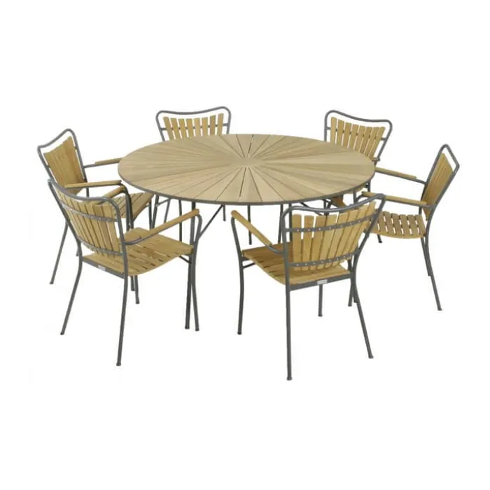 Mandalay Marguerit Havemøbelsæt - 7 dele Ø 140 x H 72 cm - Teaktræ/aluminium - Antracit
