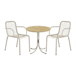 Mandalay Marguerit & Ivy Pipe Cafésæt - 3 dele Teaktræ/rustfrit stål - Taupe