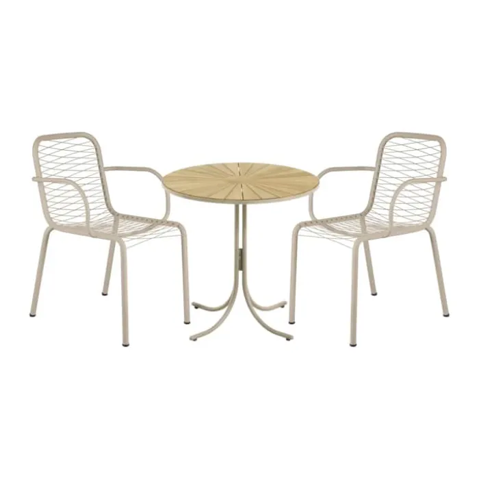 Mandalay Marguerit & Ivy Pipe Cafésæt - 3 dele Teaktræ/rustfrit stål - Taupe