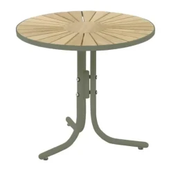 Mandalay Marguerit Loungebord H 45,5 x Ø 50 cm - Aluminium/teaktræ - Olivengrøn