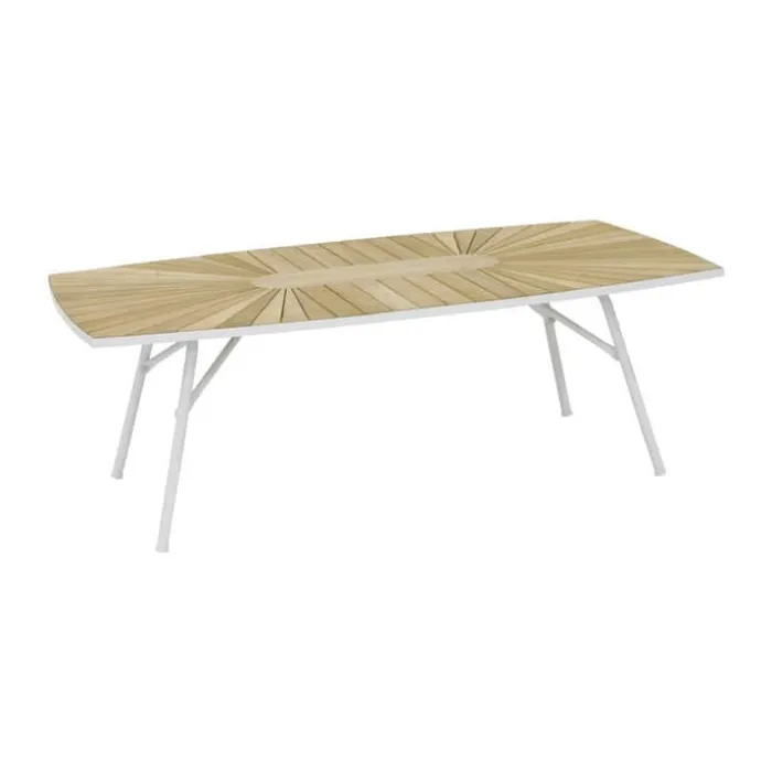 Mandalay Marguerit Loungebord H 44,5 x B 70 x L 130 cm - Teaktræ/aluminium - Hvid