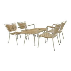 Mandalay Marguerit Loungesæt - 5 dele Teaktræ/aluminium - Taupe