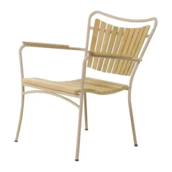 Mandalay Marguerit Loungestol Ø 46 x H 80/42 x B 69 cm - Teaktræ/aluminuim - Taupe