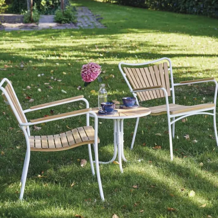 Mandalay Marguerit Loungesæt - 3 dele Aluminium/teaktræ - Hvid/Teak