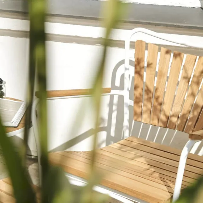 Mandalay Marguerit Loungesæt - 3 dele Aluminium/teaktræ - Hvid/Teak