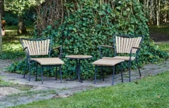 Mandalay Marguerit Skammel til loungestol H 40/37 x D 42 x B 45/41 cm - Aluminium/teaktræ - Antracit