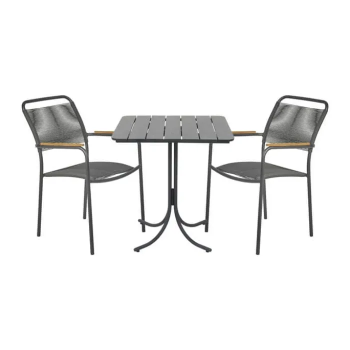 Mandalay Pure Cafésæt - 3 dele H 72 x B 67 x L 67 cm - Laminat/aluminium - Antracit