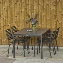 Mandalay Pure Havebord H 72 x B 90,3 x L 132 cm - Kompaktlaminat/aluminium - Antracit