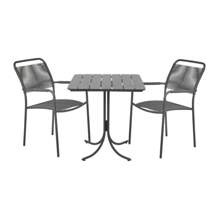 Mandalay Pure & Verona Cafésæt - 3 dele H 72 x B 67 x L 67 cm - Laminat/aluminium - Antracit