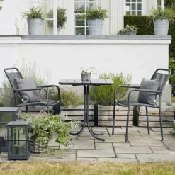 Mandalay Pure & Verona Cafésæt - 3 dele H 72 x B 67 x L 67 cm - Laminat/aluminium - Antracit