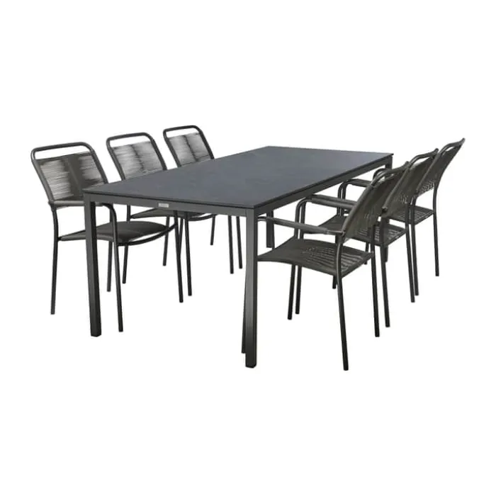 Mandalay Pure & Verona Havemøbelsæt - 7 dele Aluminium/kompaktlaminat/sunloom - Antracit