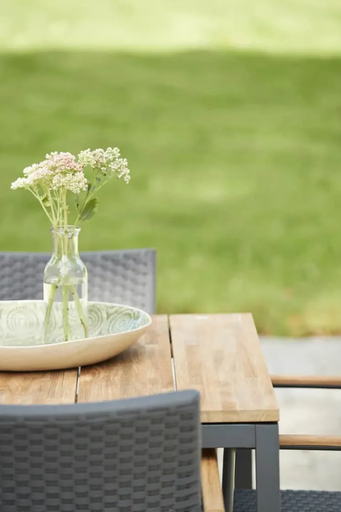 Mandalay Toscana Havebord H 72 x B 90 x L 132 cm - Aluminium/teaktræ - Antracit