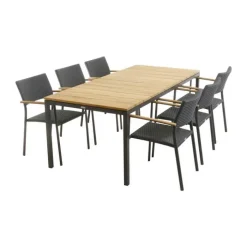 Mandalay Toscana & Siena Havemøbelsæt - 7 dele Teaktræ/aluminium/SunLoom - Antracit