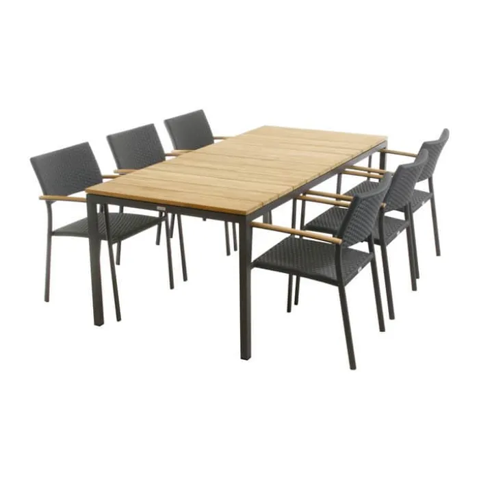 Mandalay Toscana & Siena Havemøbelsæt - 7 dele Teaktræ/aluminium/SunLoom - Antracit