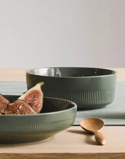 Marc O'Polo Moments Dyb Tallerken Ø 21,5 cm - Porcelæn - Olive green
