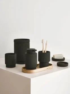 Marc O'Polo Wave Tandbørstekrus Ø 8 x H 10,6 cm Keramik - Anthracite