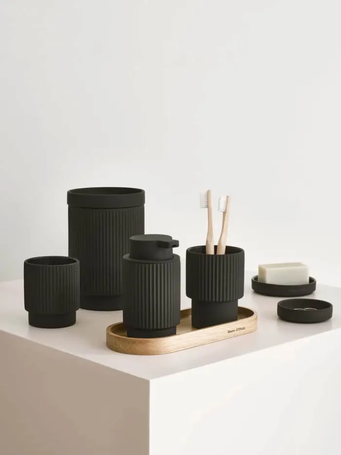 Marc O'Polo Wave Tandbørstekrus Ø 8 x H 10,6 cm Keramik - Anthracite