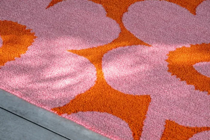 Marimekko by Brink & Campman Unikko Udendørsgulvtæppe B 140 x L 200 cm - Genanvendt PET - Lyserød/orange
