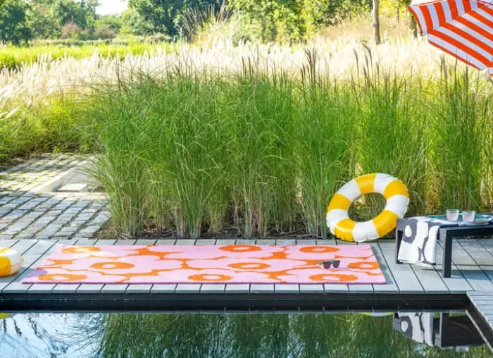 Marimekko by Brink & Campman Unikko Udendørsgulvtæppe B 140 x L 200 cm - Genanvendt PET - Lyserød/orange