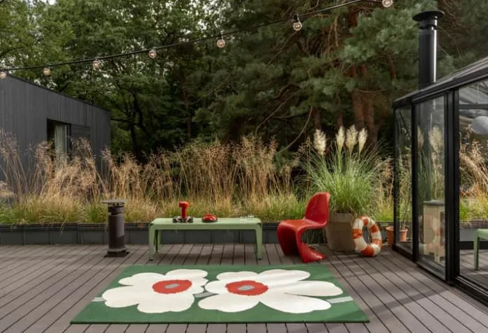 Marimekko by Brink & Campman Unikko Udendørsgulvtæppe B 200 x L 280 cm - Genanvendt PET - Grøn