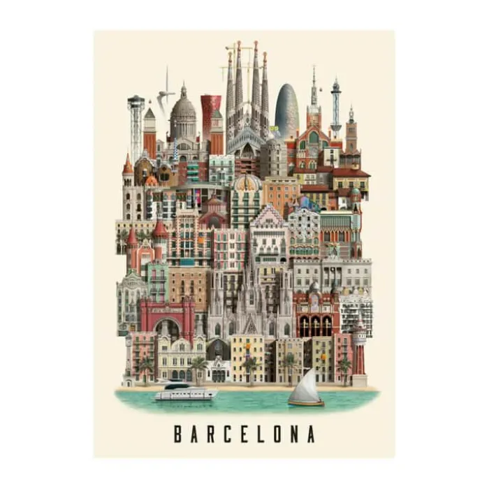 Martin Schwartz Plakat Barcelona B 30 x L 42 cm - Scandi ivory papir - Flerfarvet
