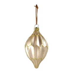 Mascha Vang Julekollektion Juleophæng - 4 pak H 8-15 cm - Glas - Creme/guld
