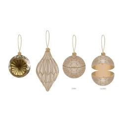 Mascha Vang Julekollektion Juleophæng - 4 pak H 8-15 cm - Glas - Creme/guld