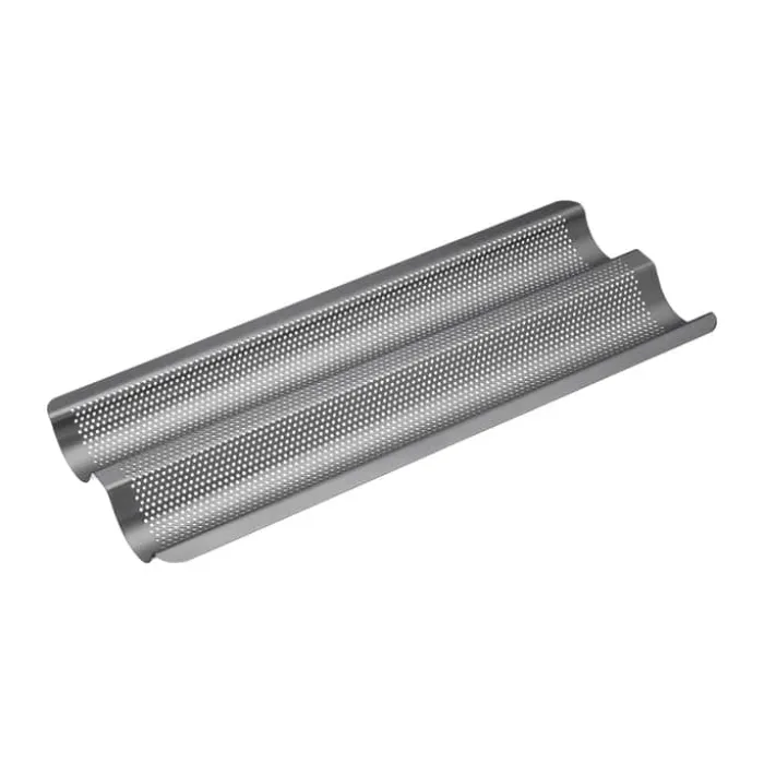 MasterClass Gourmet Baguette Bageform H 2,5 x B 16 x L 39 cm - Aluminium- Sølv