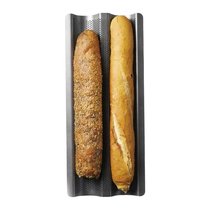 MasterClass Gourmet Baguette Bageform H 2,5 x B 16 x L 39 cm - Aluminium- Sølv