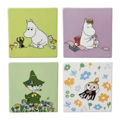 Moomin Arabia Bordskåner - 4 stk. B 10,2 x L 10,2 cm - Keramik - Klassikere
