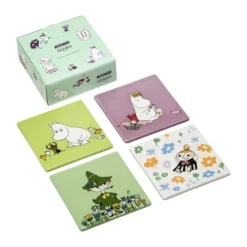 Moomin Arabia Bordskåner - 4 stk. B 10,2 x L 10,2 cm - Keramik - Klassikere