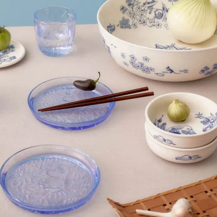 Moomin Arabia Haru Serveringsskål Ø 28 cm - Vitroporcelæn - Hvid/blå