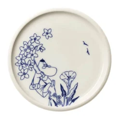 Moomin Arabia Haru Sidetallerken Ø 12 cm - Vitroporcelæn - Hvid/blå