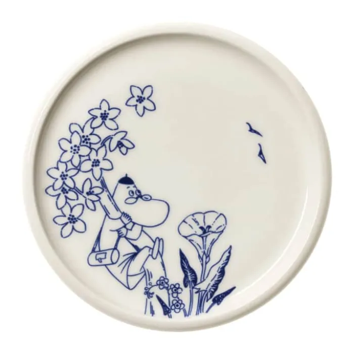 Moomin Arabia Haru Sidetallerken Ø 12 cm - Vitroporcelæn - Hvid/blå