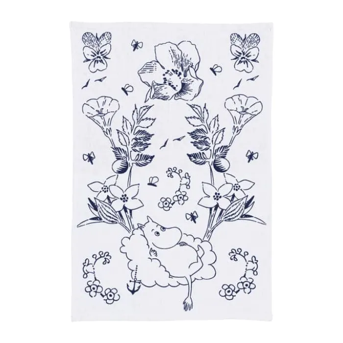 Moomin Arabia Haru Viskestykke B 45 x L 65 cm - Bomuld - Blå/hvid