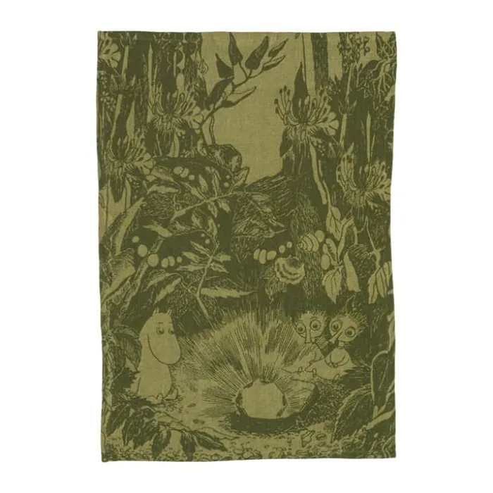 Moomin Arabia Mystisk skov Viskestykke B 45 x L 65 cm - Hør/bomuld - Grøn