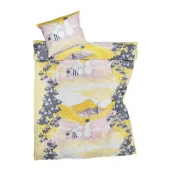 Moomin Arabia Sengetøj - Familietid B 140 x L 200 cm - Bomuld - Gul/lilla