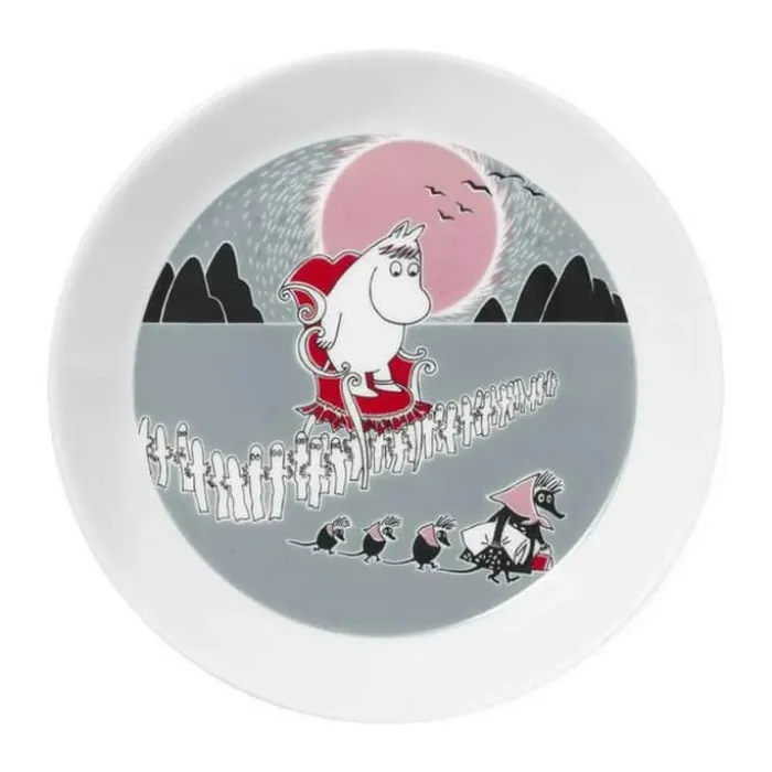 Moomin Arabia Tallerken - Mumi flytter Ø 19 cm - Vitroporcelæn - Grå