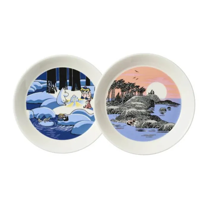 Moomin Arabia Tallerkensæt Snelygte & Mumidagen - 2 dele Ø 19 cm - Vitroporcelæn - Blå