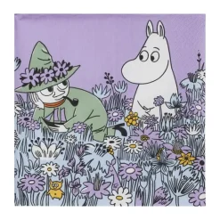 Moomin Arabia Venner for evigt Papirservietter - 20 stk. B 33 x L 33 cm - Papir - Lilla